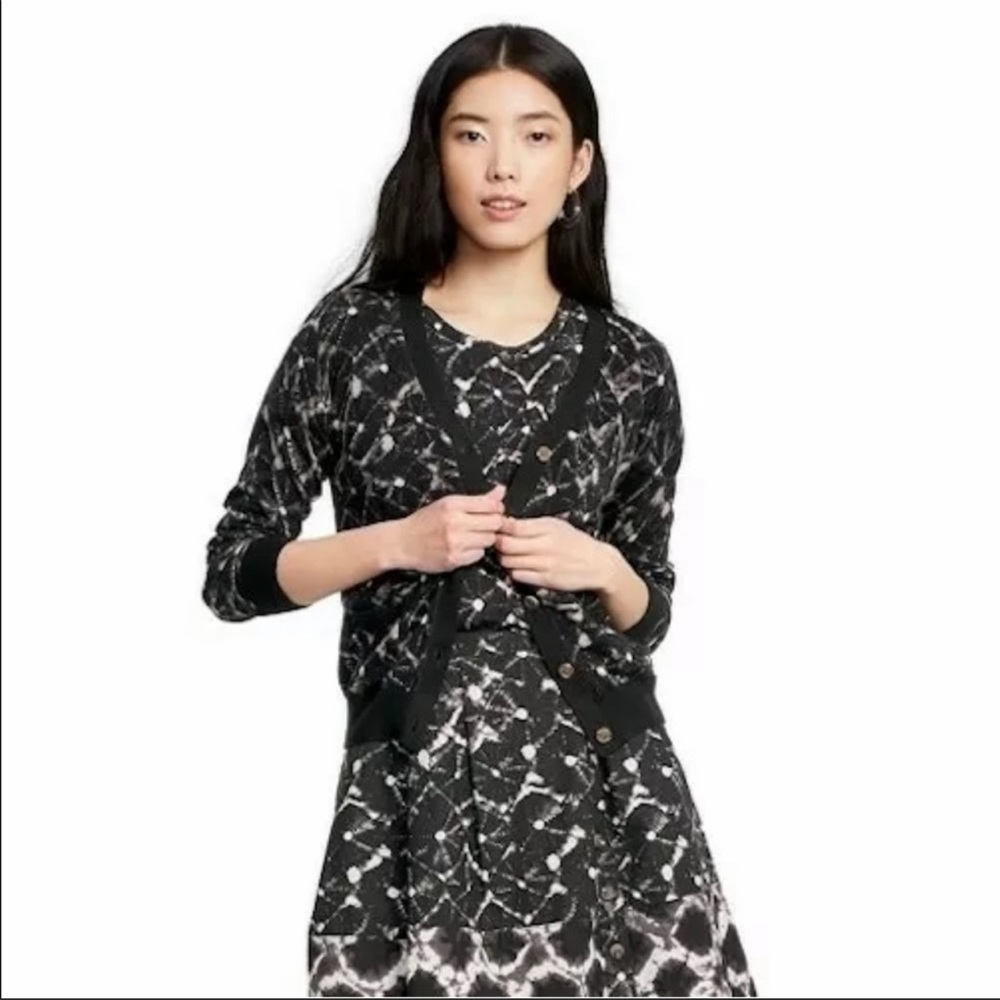 5/$25 THAKOON black Shibori print cardigan